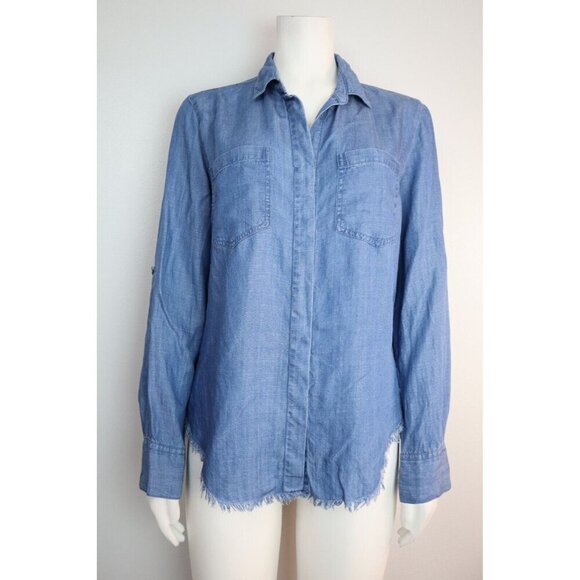 WOMEN'S BLUE DENIM BUTTON-UP TUNIC TOP - VELVET HEART - SIZE S - Picture 1 of 6